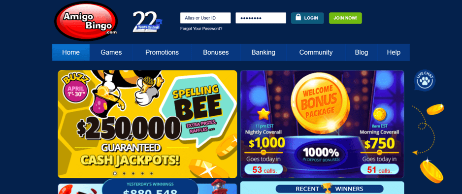 Amigo Bingo Home Page